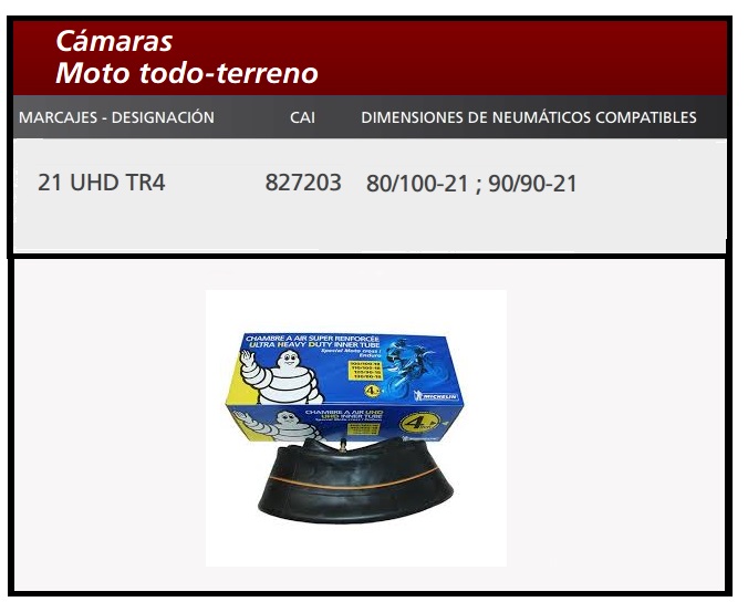 CAMARA MOTO MICHELIN 21 UHD TR4